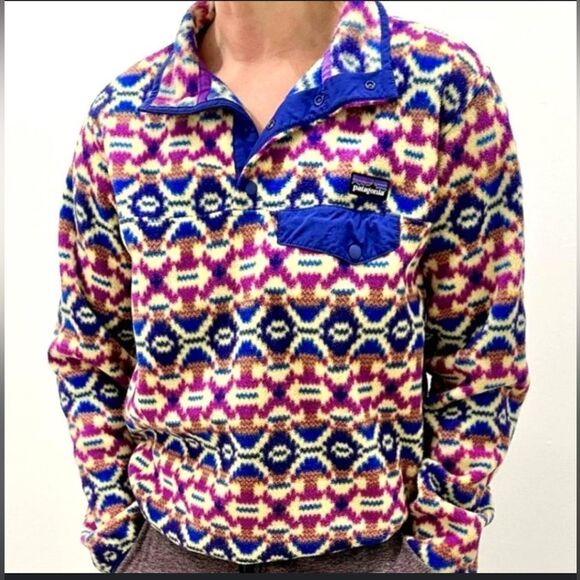 Patagonia Lightweight Synchilla Snap-t Fleece Pullover Aberdeen Butterfly Small - Picture 1 of 7